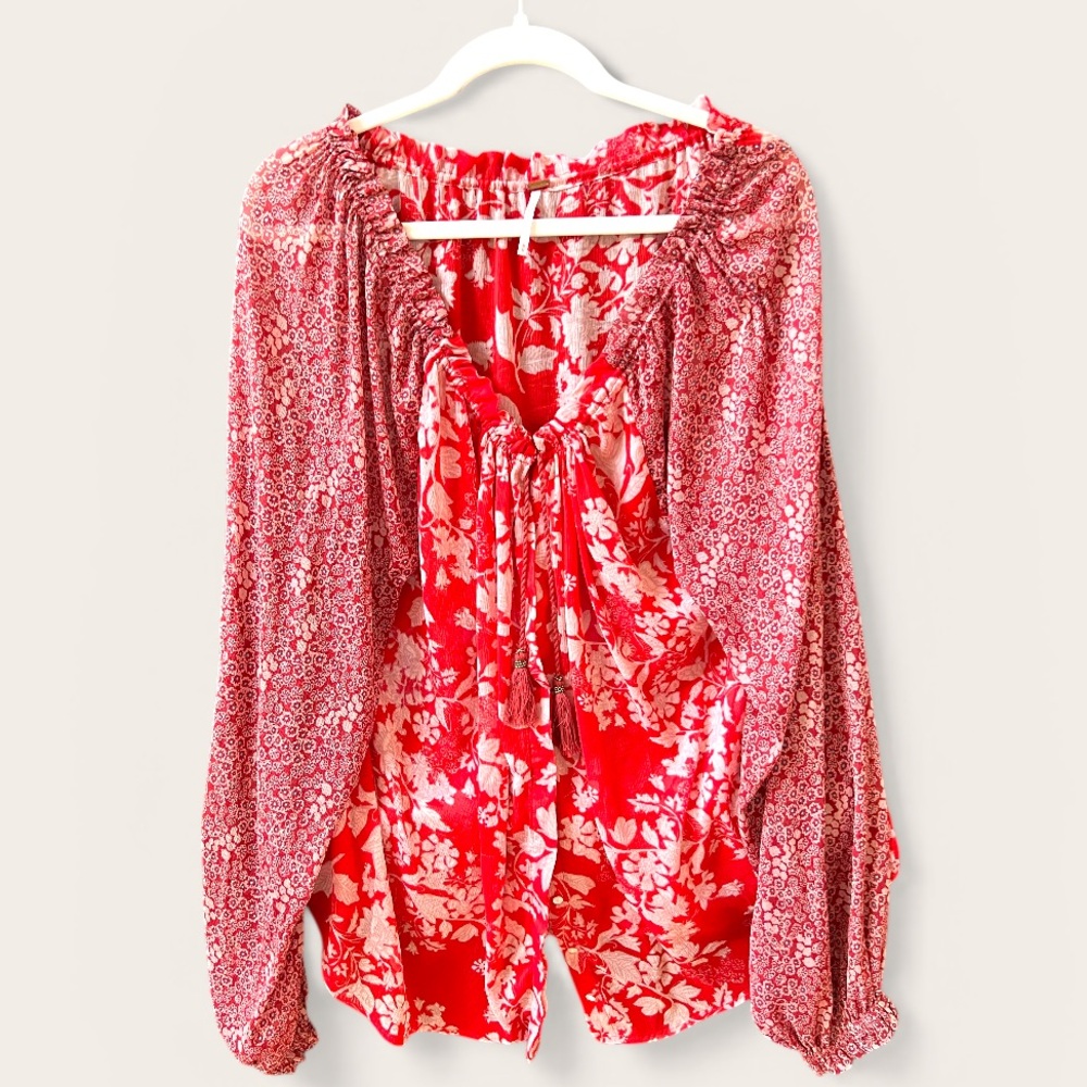 Free People Red Hendrix Shirt